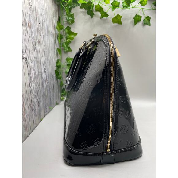 Louis Vuitton Black Patton Leather Vernis Alma GM Noir Magnetique Designer Bag - Picture 2 of 16